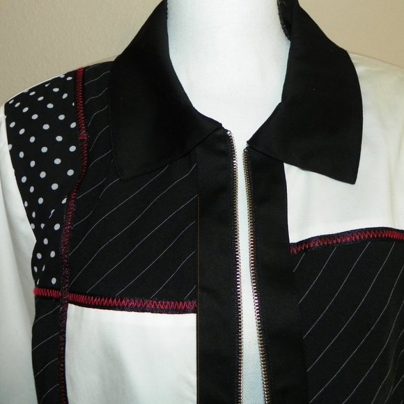 Light Lined Jacket Black White Women Lg - Picture 10 of 16